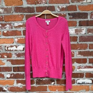 Lilly Pulitzer White Tag Cardigan Hot Pink‎ Button Front Sweater Medium